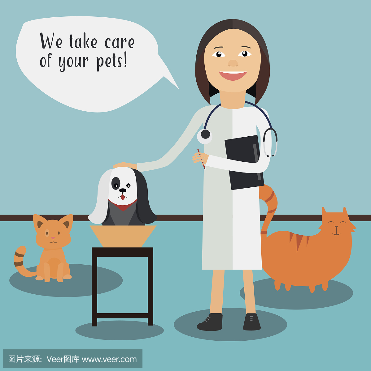 兽医的概念是用医生对狗进行体检。